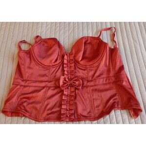 Vintage Victoria’s Secret Corset Bustier Sheer 36D Orange Bow NWT